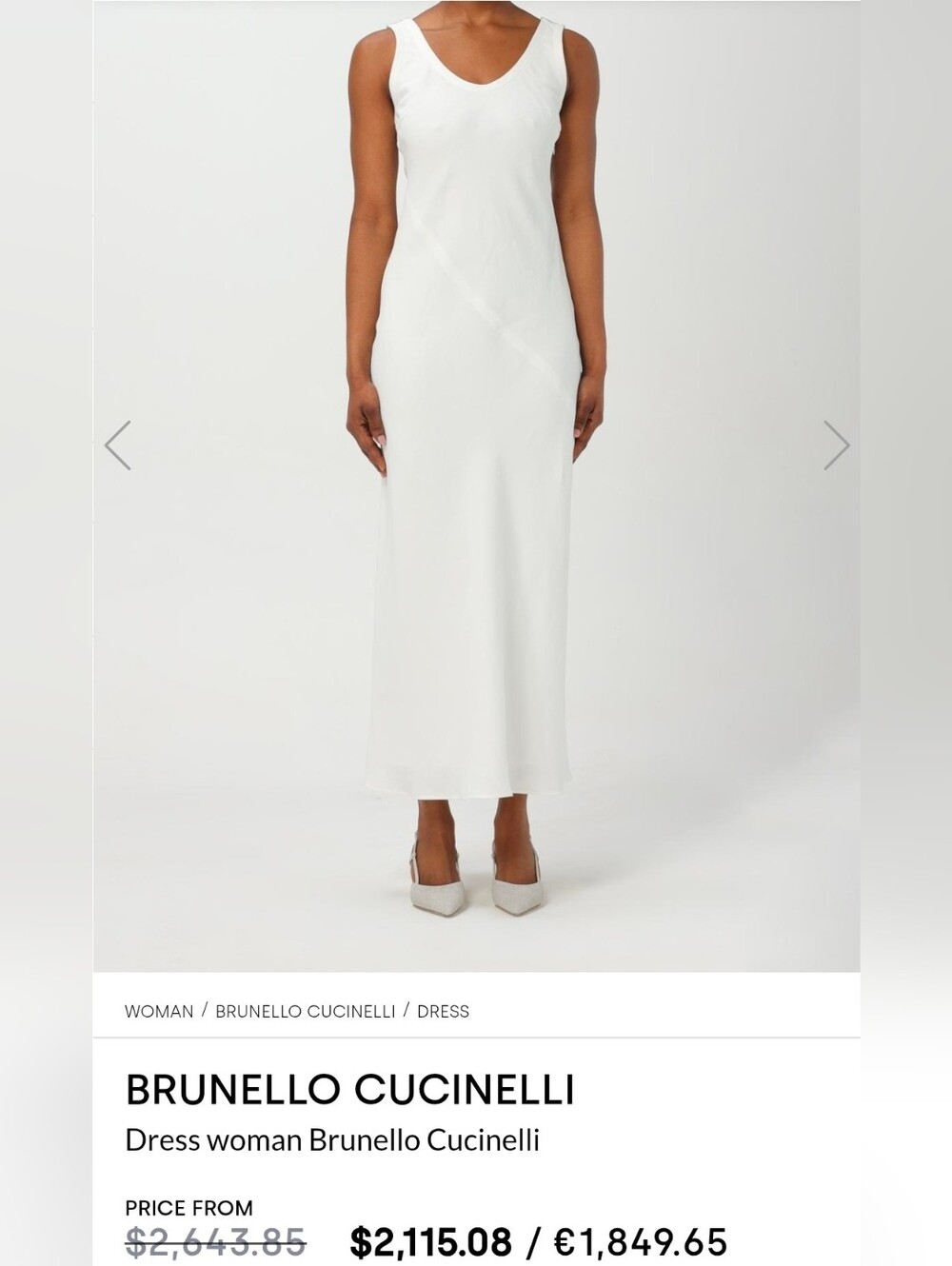 Brunello Cucinelli White Monili Chain Maxi Dress Size L